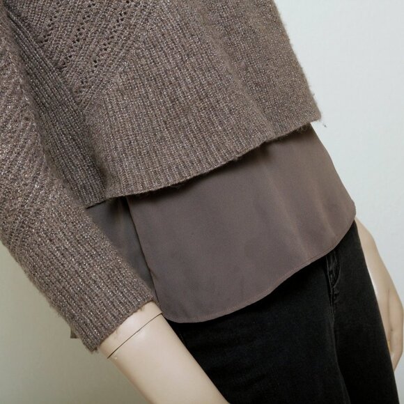 Lucky Brand Shimmer Pointelle Knit Sweater Gray Women Size XS - Picture 9 of 15